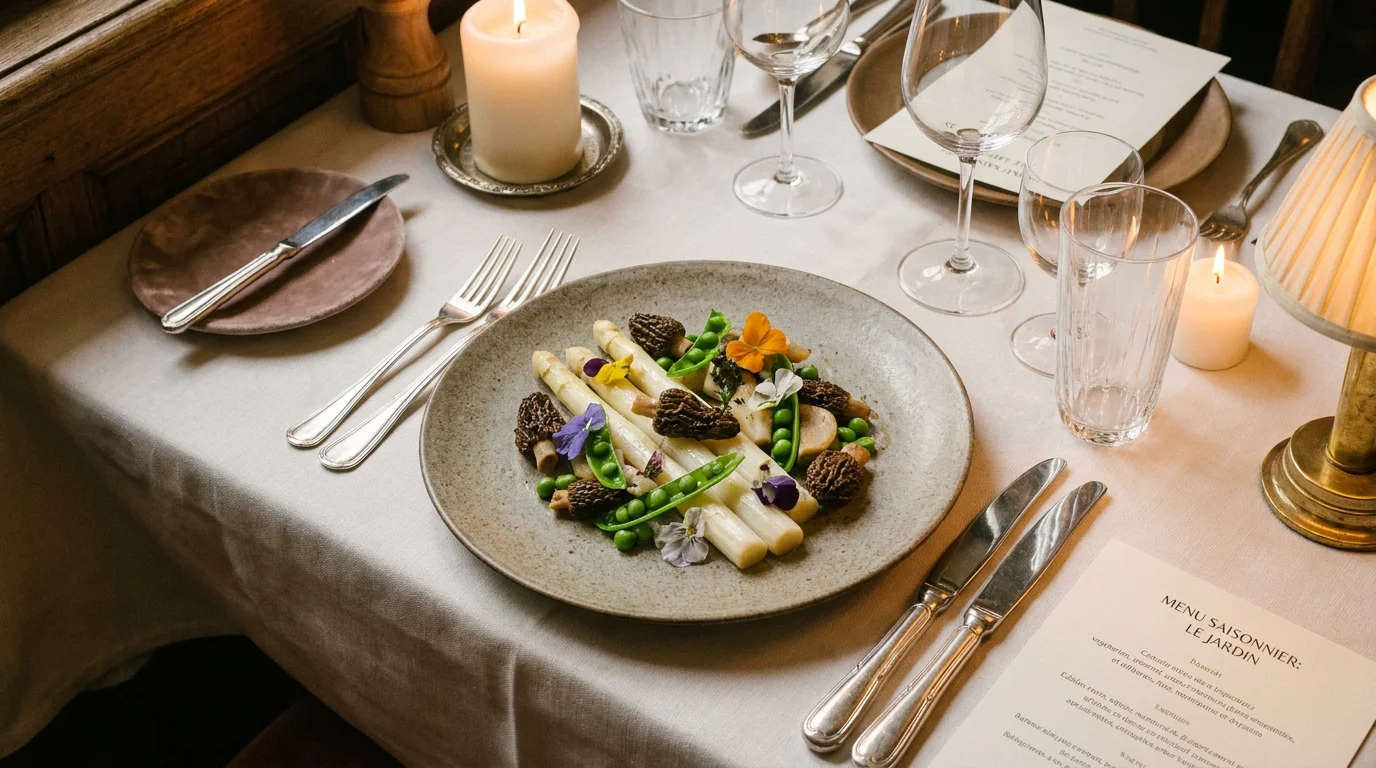 Assiette gastronomique végétarienne raffinée dans un restaurant parisien